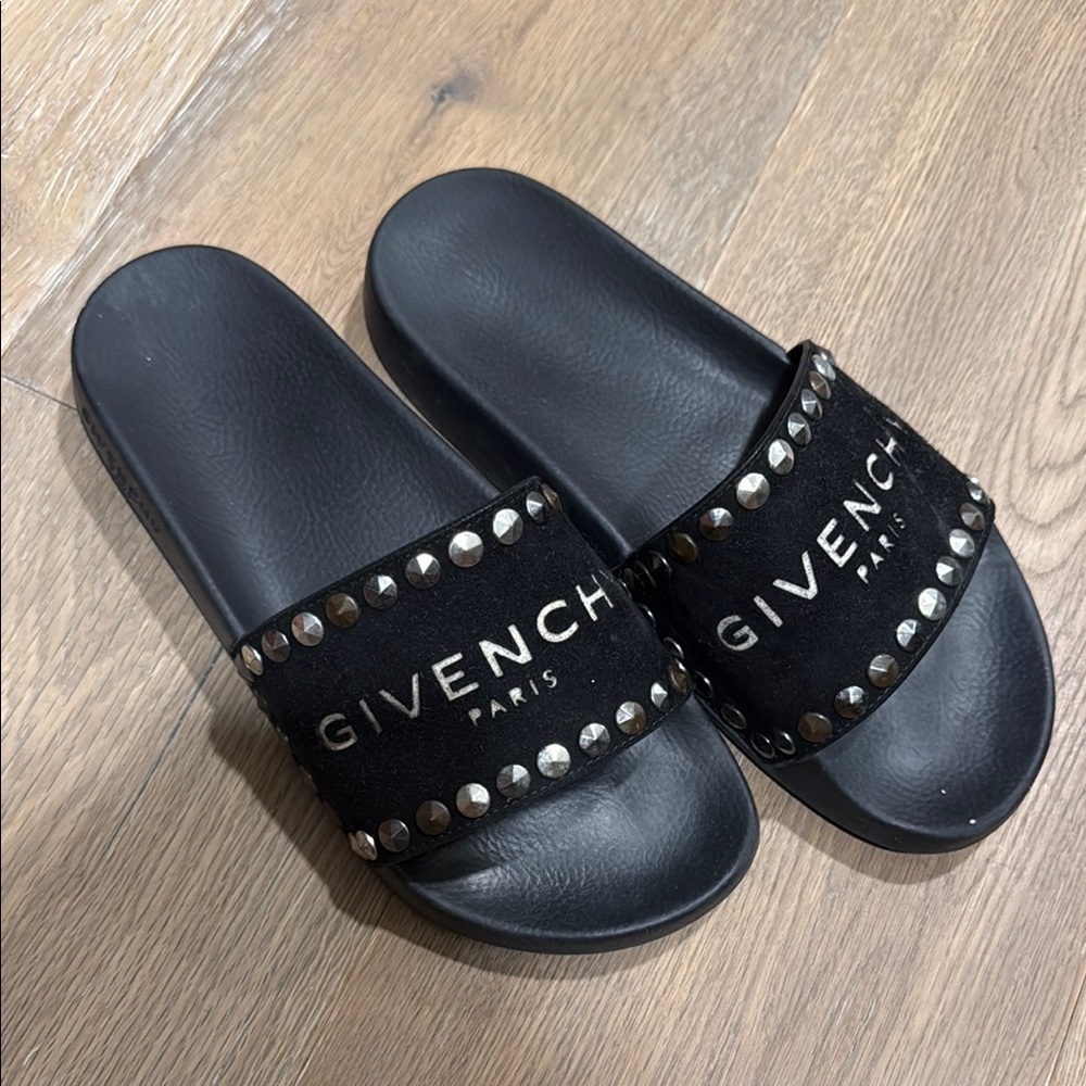 Givenchy Black Slides with Silver Studs